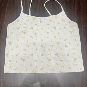 American Eagle Outfitters White and Yellow Floral Camisole